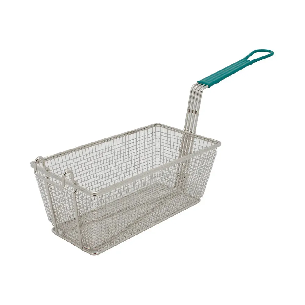 CAC China SPFB-5 6-3/4" Nickel-Plated Fry Basket With Green Handle, Case of 6 Pcs