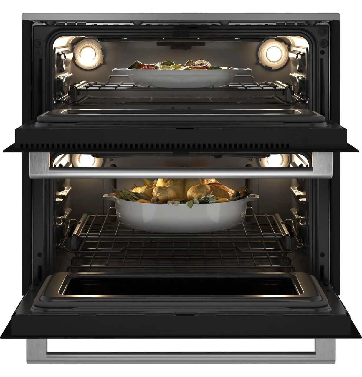 Cafe CTS92DM2NS5 Caf(eback)™ 30" Duo Smart Single Wall Oven in Platinum Glass