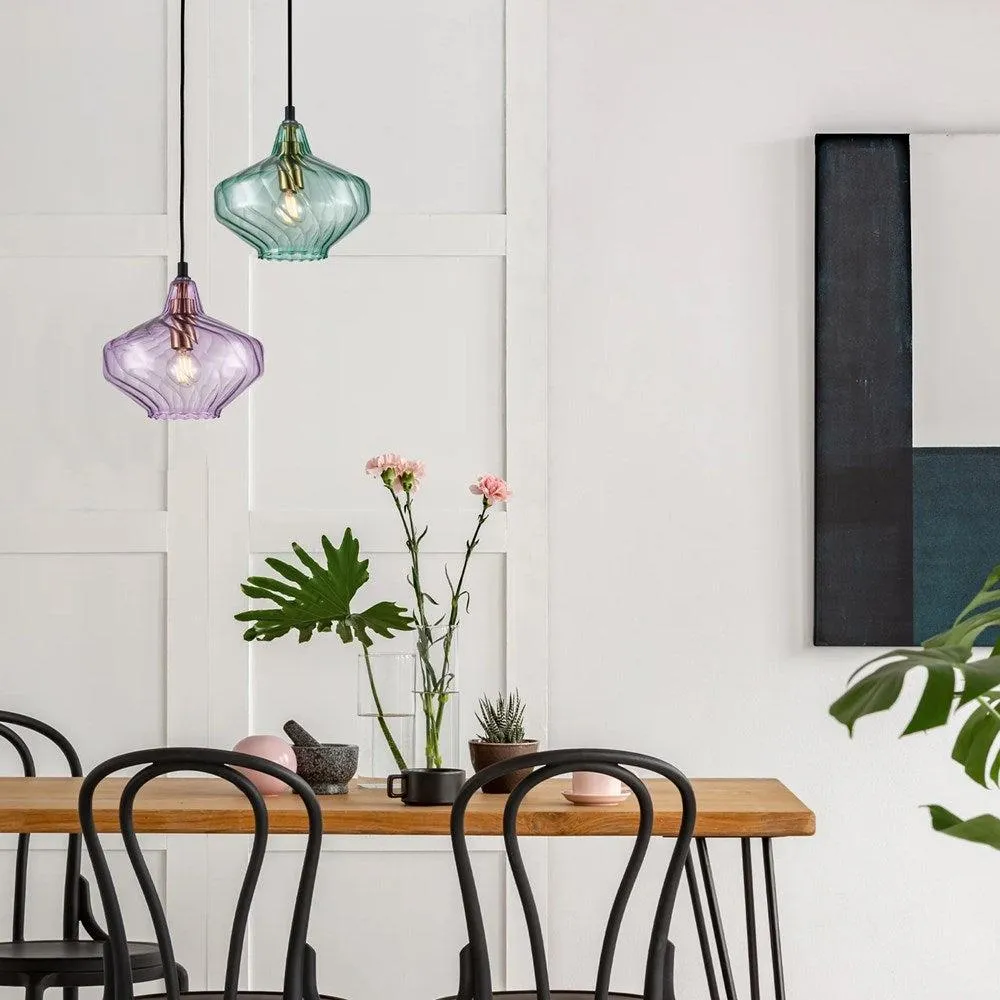 Campana Pendant Light in Amber, Smokey Black, Purple or Green