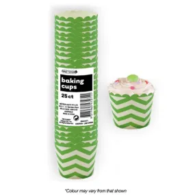 CHEVRON BAKING CUPS LIME GREEN PK 25