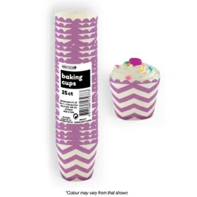 CHEVRON BAKING CUPS PRETTY PURPLE PK 25