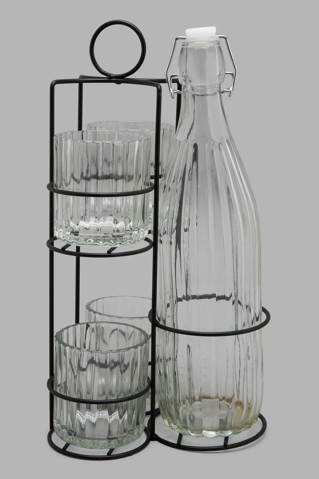 Clear Glass Set With Metal Stand (6 Piece)