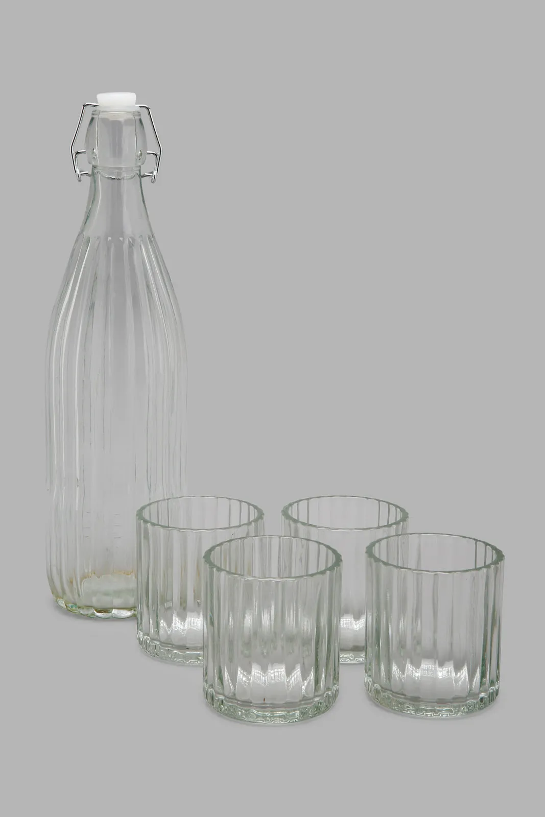 Clear Glass Set With Metal Stand (6 Piece)