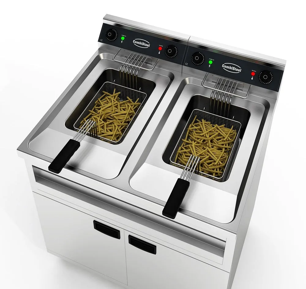 Combisteel Electric Fryer Twin Tank Twin Baskets 2 x 12 Litre 2 x 6Kw 400v - 7455.0960