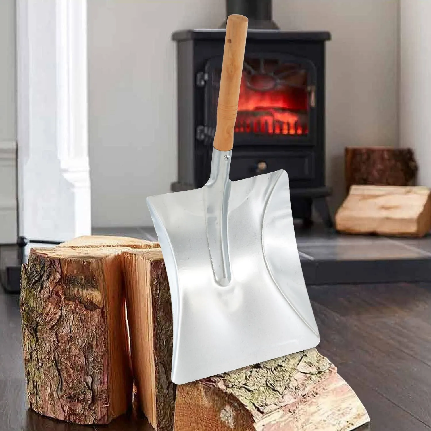 Compact Coal Shovel, Metal Head & Wooden Handle