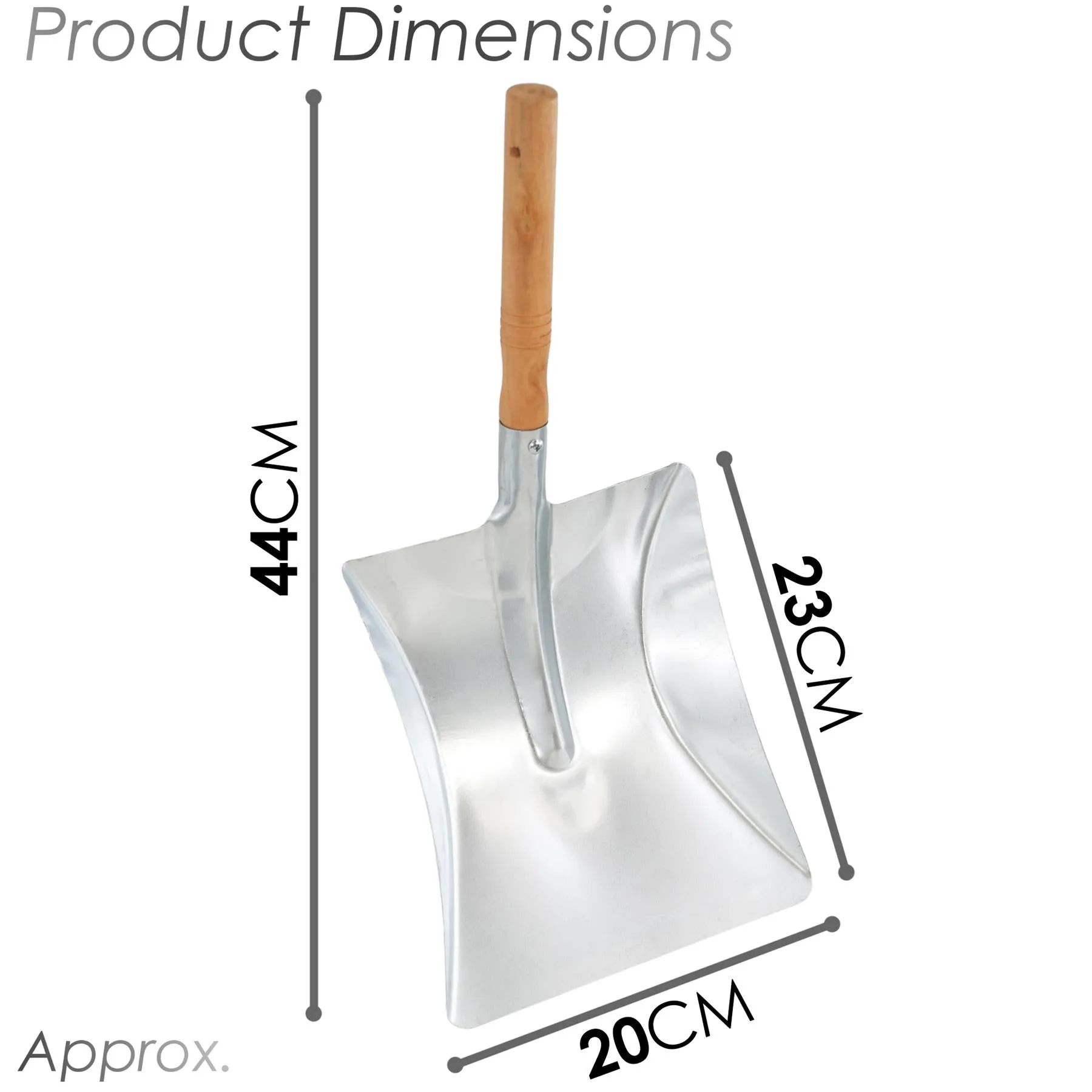 Compact Coal Shovel, Metal Head & Wooden Handle