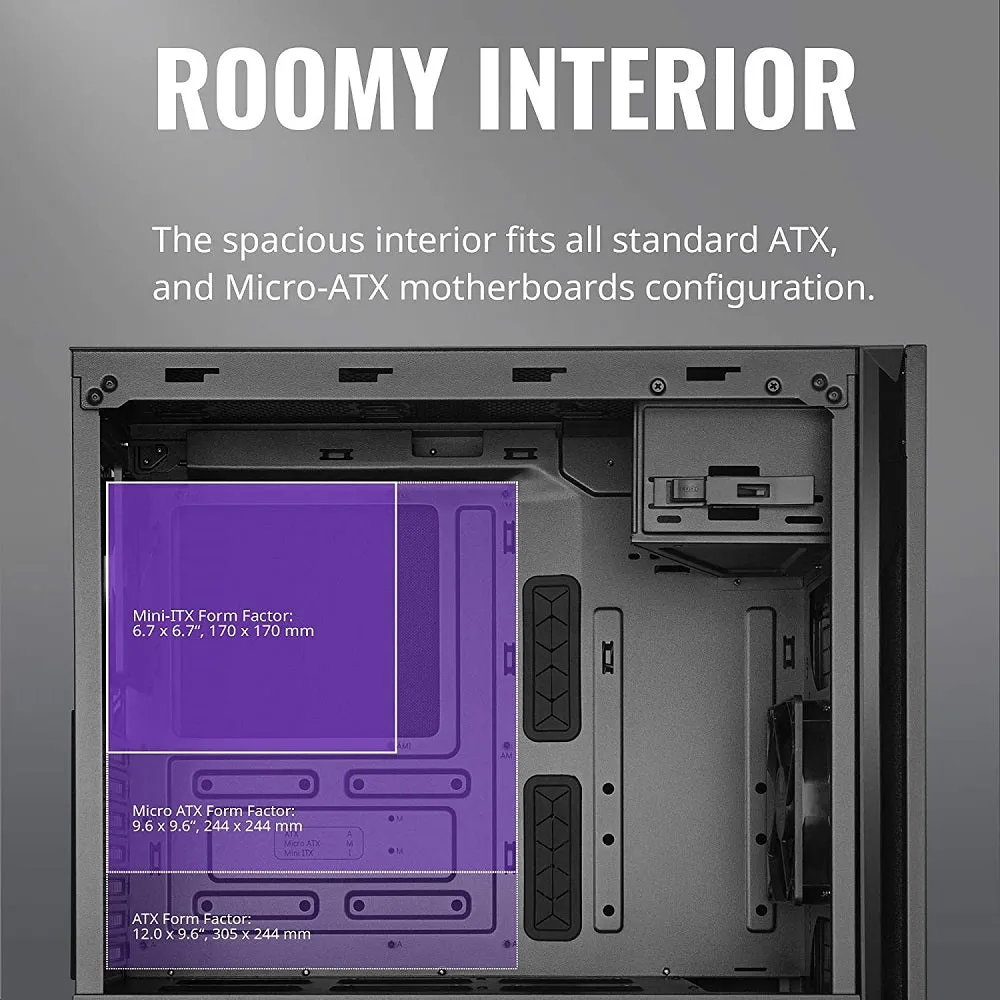 Cooler PC Case Master Silencio S600 ATX Mid-Tower, Sound-Dampened Steel Side Panel, Reversible Front Panel, SD Card Reader, and 2x 120mm PWM Silencio FP Fans