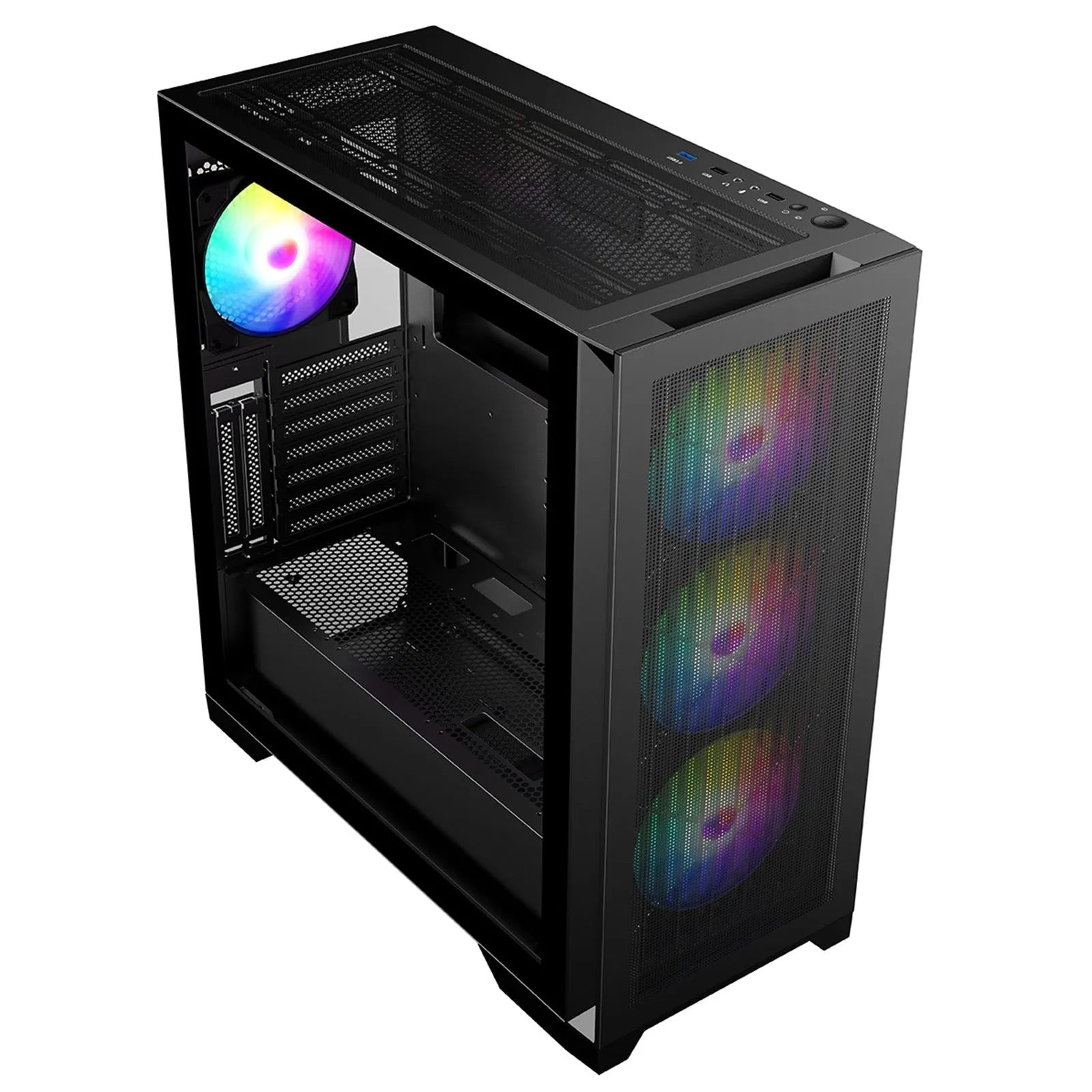 CRONUS Phanes Gaming PC Case, Mid Tower with Tempered Glass, ARGB Lighting, Enhanced Connectivity, and Superior Airflow, ATX, Micro ATX, Mini-ITX, and E-ATX