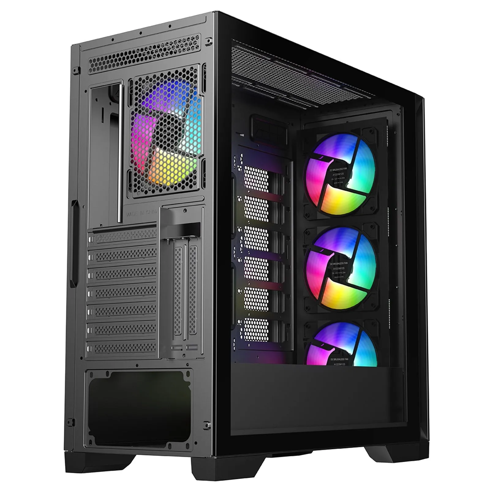 CRONUS Phanes Gaming PC Case, Mid Tower with Tempered Glass, ARGB Lighting, Enhanced Connectivity, and Superior Airflow, ATX, Micro ATX, Mini-ITX, and E-ATX