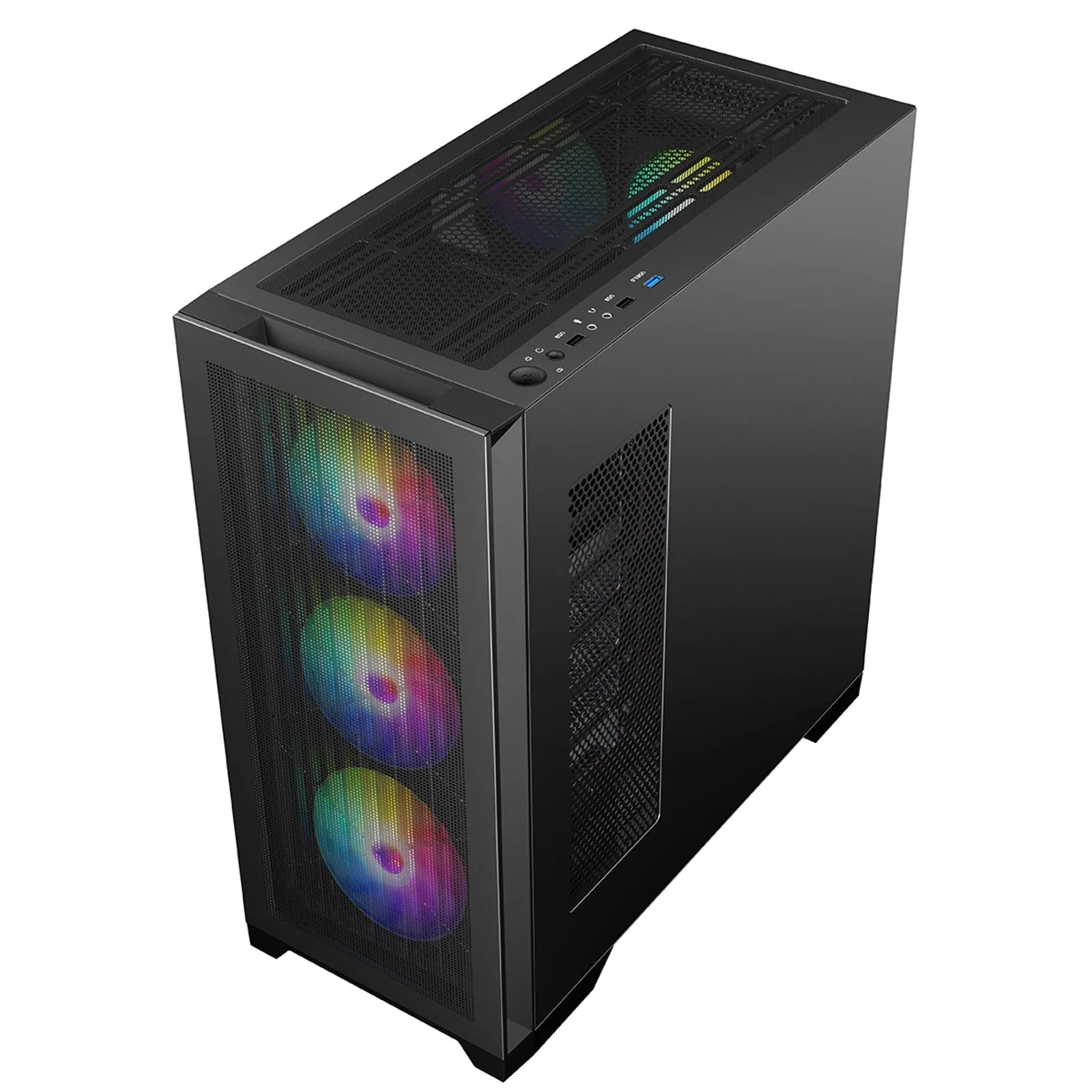 CRONUS Phanes Gaming PC Case, Mid Tower with Tempered Glass, ARGB Lighting, Enhanced Connectivity, and Superior Airflow, ATX, Micro ATX, Mini-ITX, and E-ATX