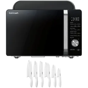 Cuisinart AMW-60 3-in-1 Microwave AirFryer Oven Bundle with Cuisinart Advantage 12-Piece White Knife Set with Blade Guards