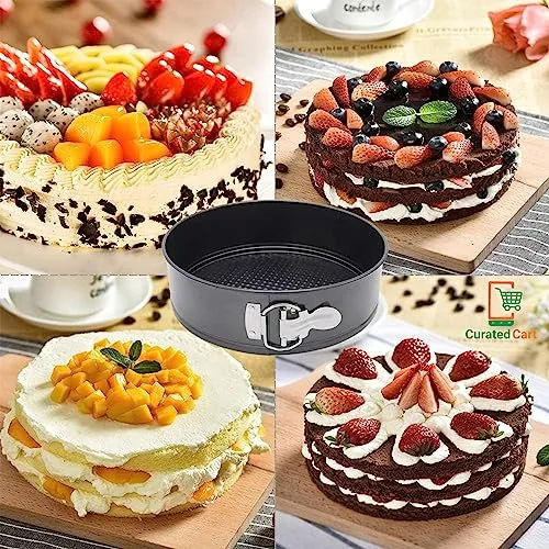 Curated Cart SGS Ceritified 2 Pc Muffin Tray with Round Cake Tin Cake Baking Moulds Combo Baking Combo Accessories Cake Mould Cupcake Tray Mould