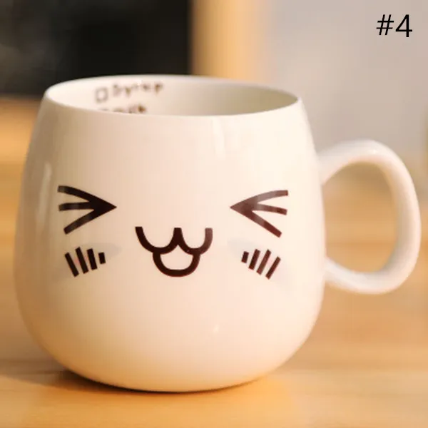 Cute Expression Milk Coffee Ceramic Cup AD10389