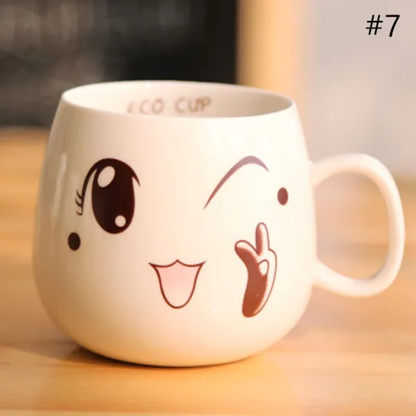 Cute Expression Milk Coffee Ceramic Cup AD10389