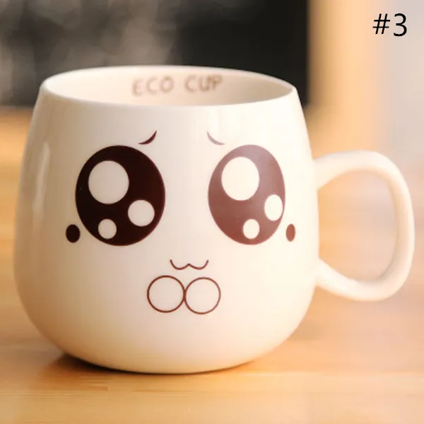 Cute Expression Milk Coffee Ceramic Cup AD10389