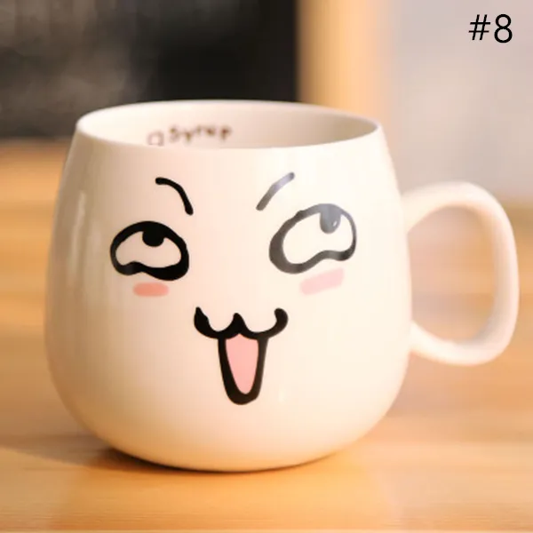 Cute Expression Milk Coffee Ceramic Cup AD10389