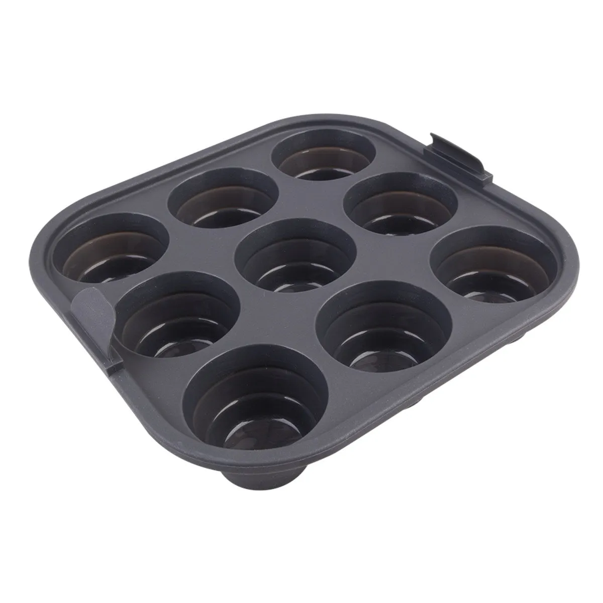 Daily Bake Silicone Round Air Fryer 9 Cup Muffin Pan Charcoal 22cm