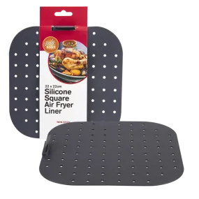 Daily Bake - Silicone SQUARE Air Fryer Liner 22cm by 22cm - Chacoal