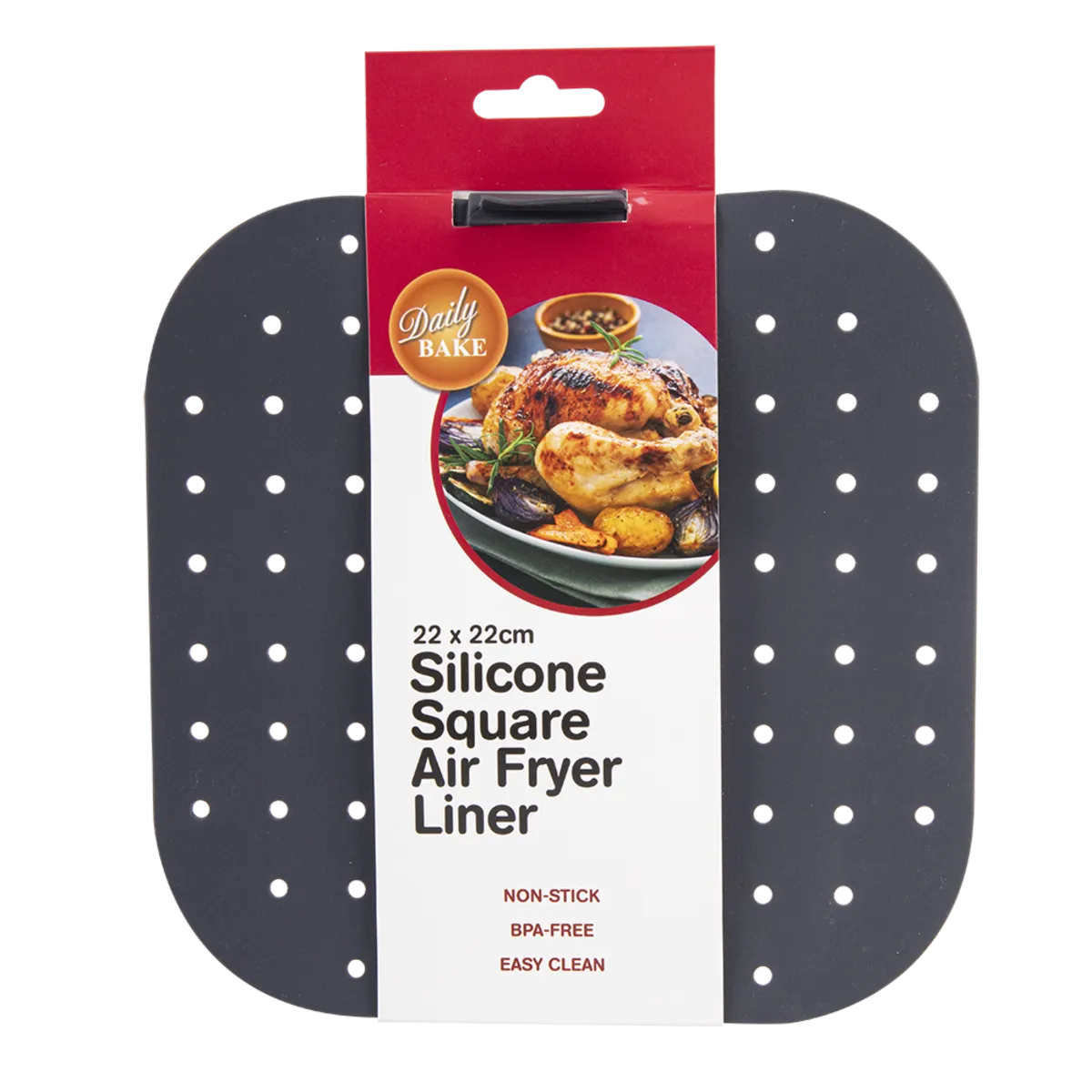 Daily Bake - Silicone SQUARE Air Fryer Liner 22cm by 22cm - Chacoal