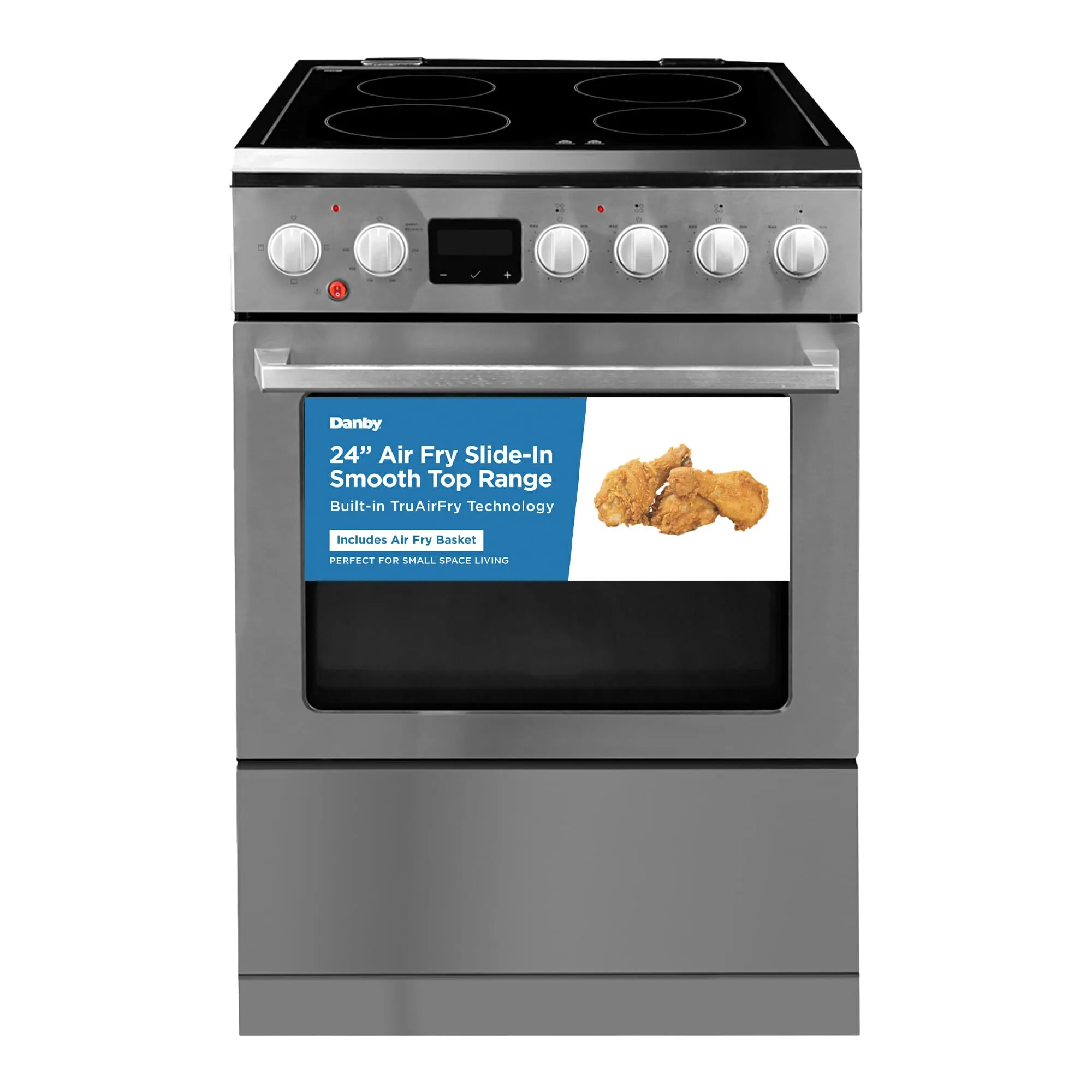 Danby DRCA240BSSC 24-in TruAirFry Smooth top Slide-in Electric Range in Stainless Steel