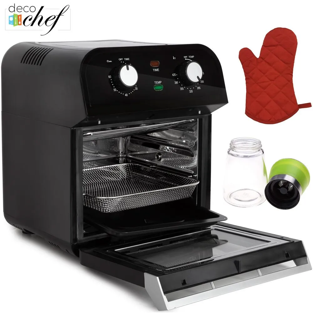 Deco Chef 12.7 QT Extra Large Capacity Convection Oven Airfryer   Oven Mitt & Salt Mill