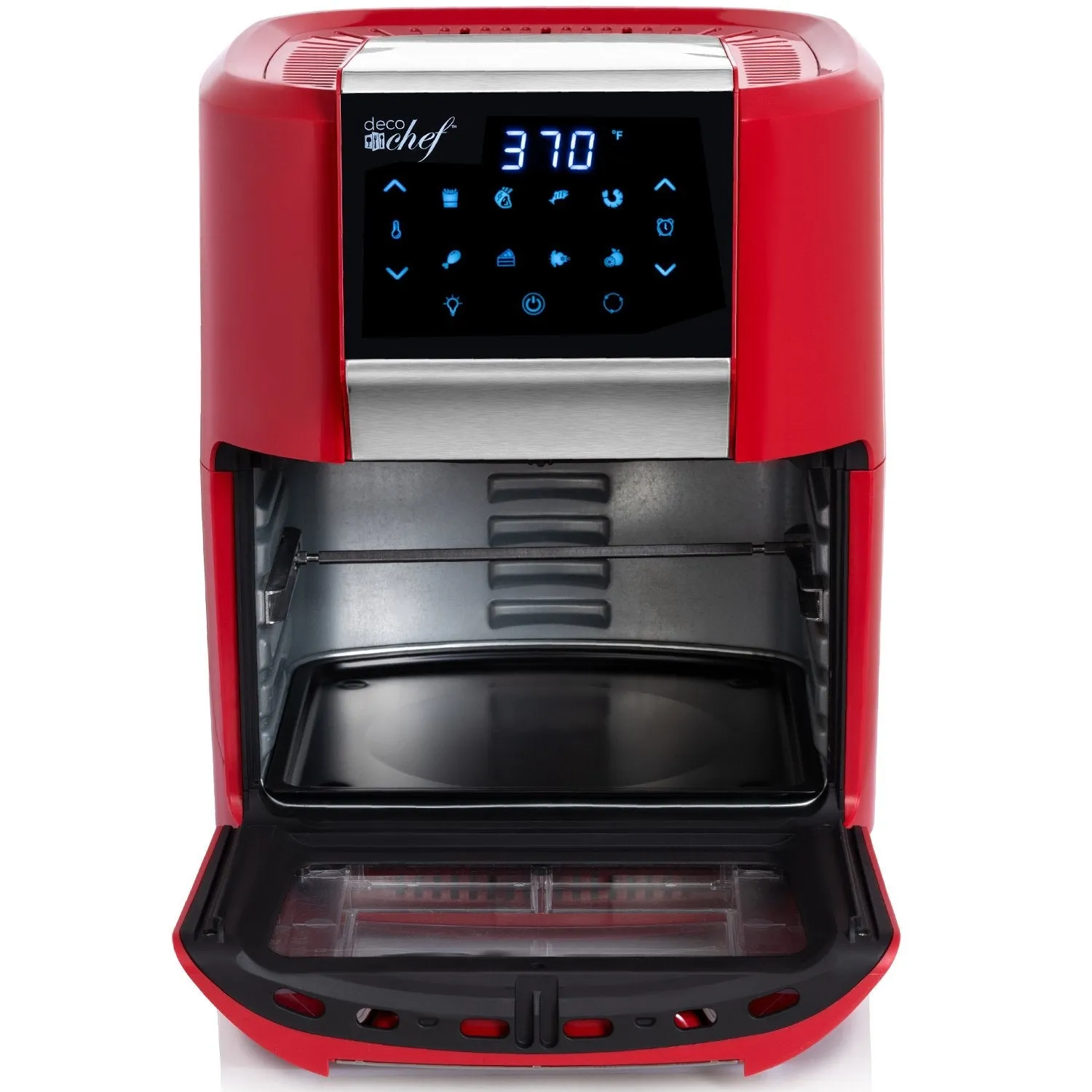 Deco Chef 12.7QT Digital Air Fryer Oven, with 3 Racks, Rotisserie, 8 Meal Presets, Red