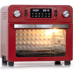 Deco Chef 24QT Countertop Toaster Air Fryer Oven, Red   Bonus Deco Chef 16 Piece Knife Set