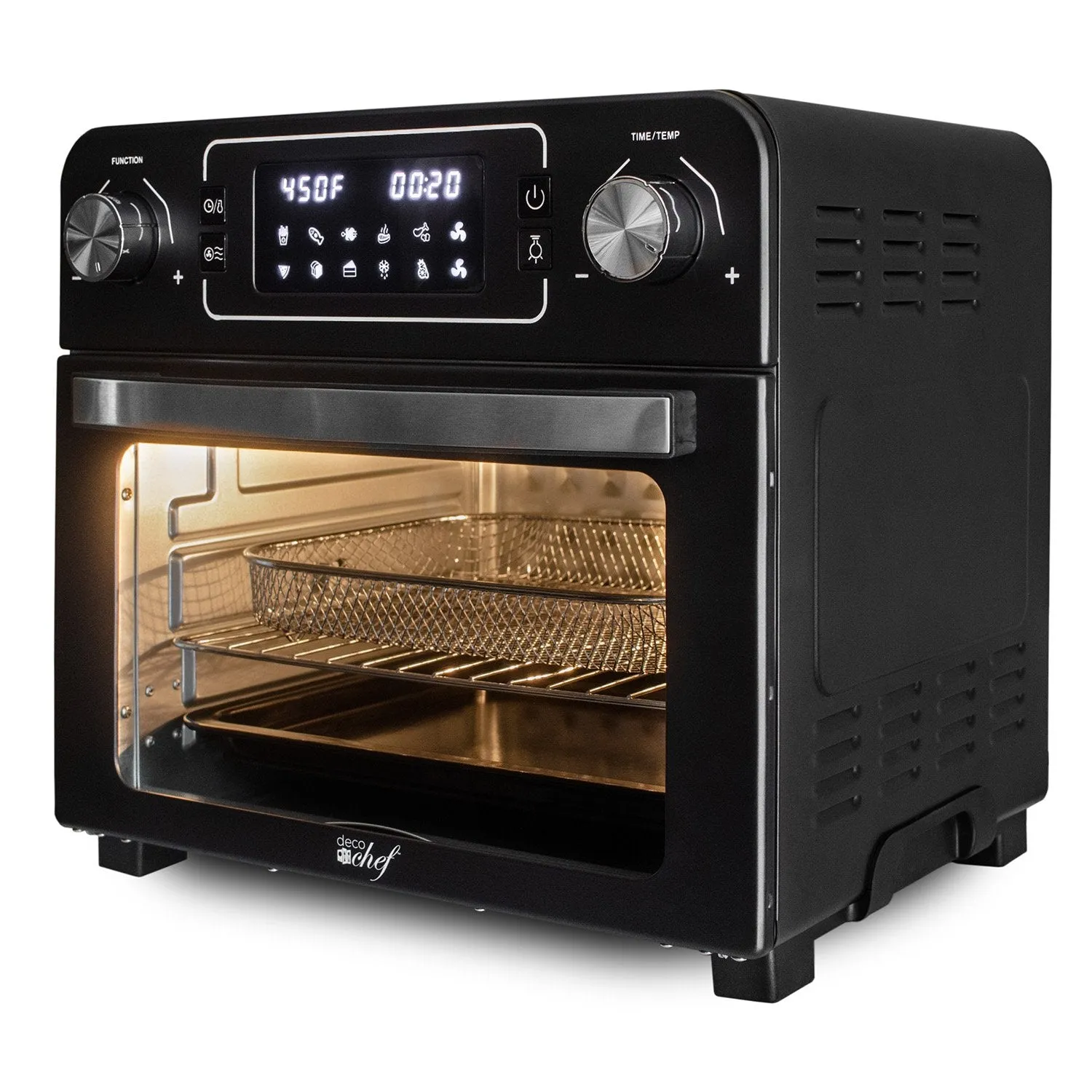 Deco Chef 24QT Stainless Steel Countertop Toaster Air Fryer Oven, Black - Refurbished