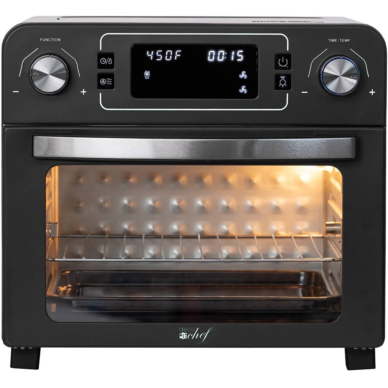 Deco Chef 24QT Stainless Steel Countertop Toaster Air Fryer Oven, Black - Refurbished