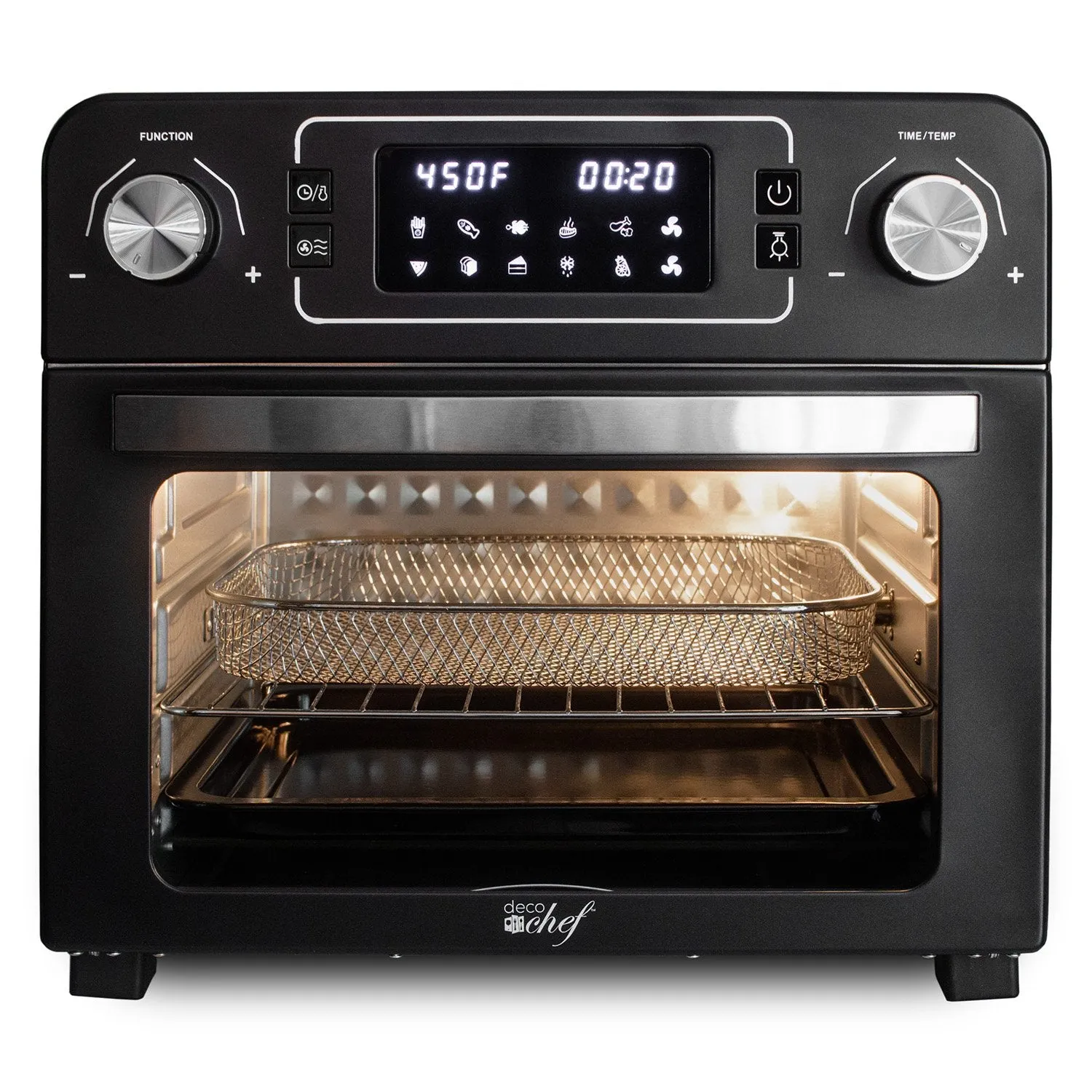 Deco Chef 24QT Stainless Steel Countertop Toaster Air Fryer Oven, Black - Refurbished