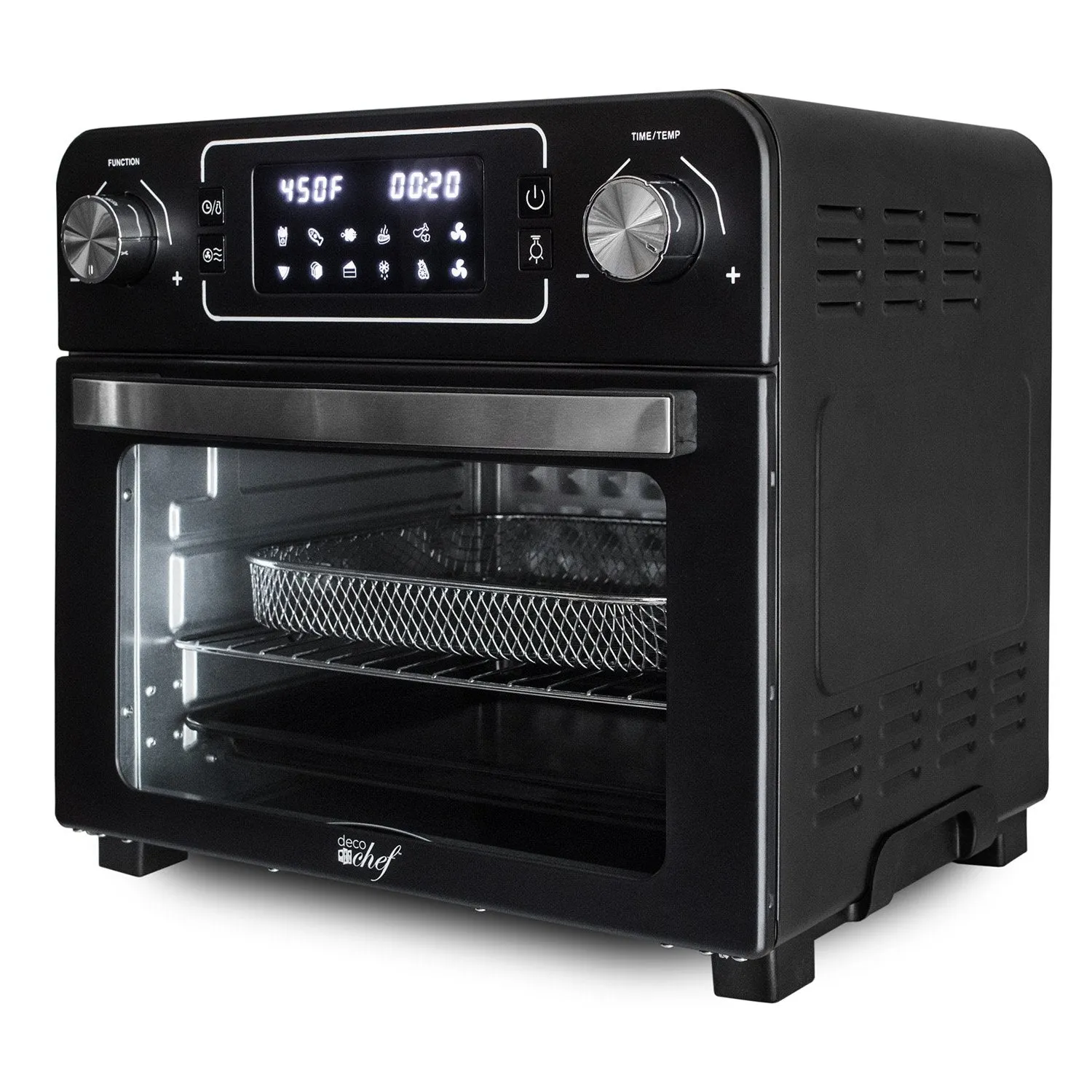 Deco Chef 24QT Stainless Steel Countertop Toaster Air Fryer Oven, Black - Refurbished