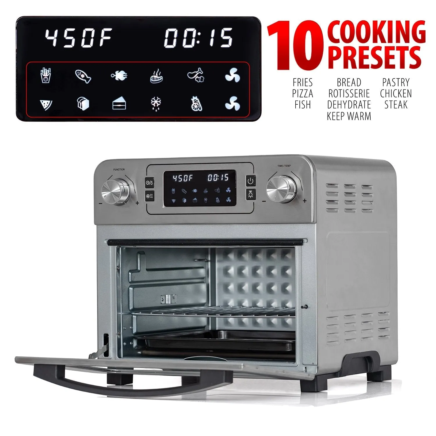 Deco Chef 24QT Stainless Steel Countertop Toaster Air Fryer Oven with Accessories