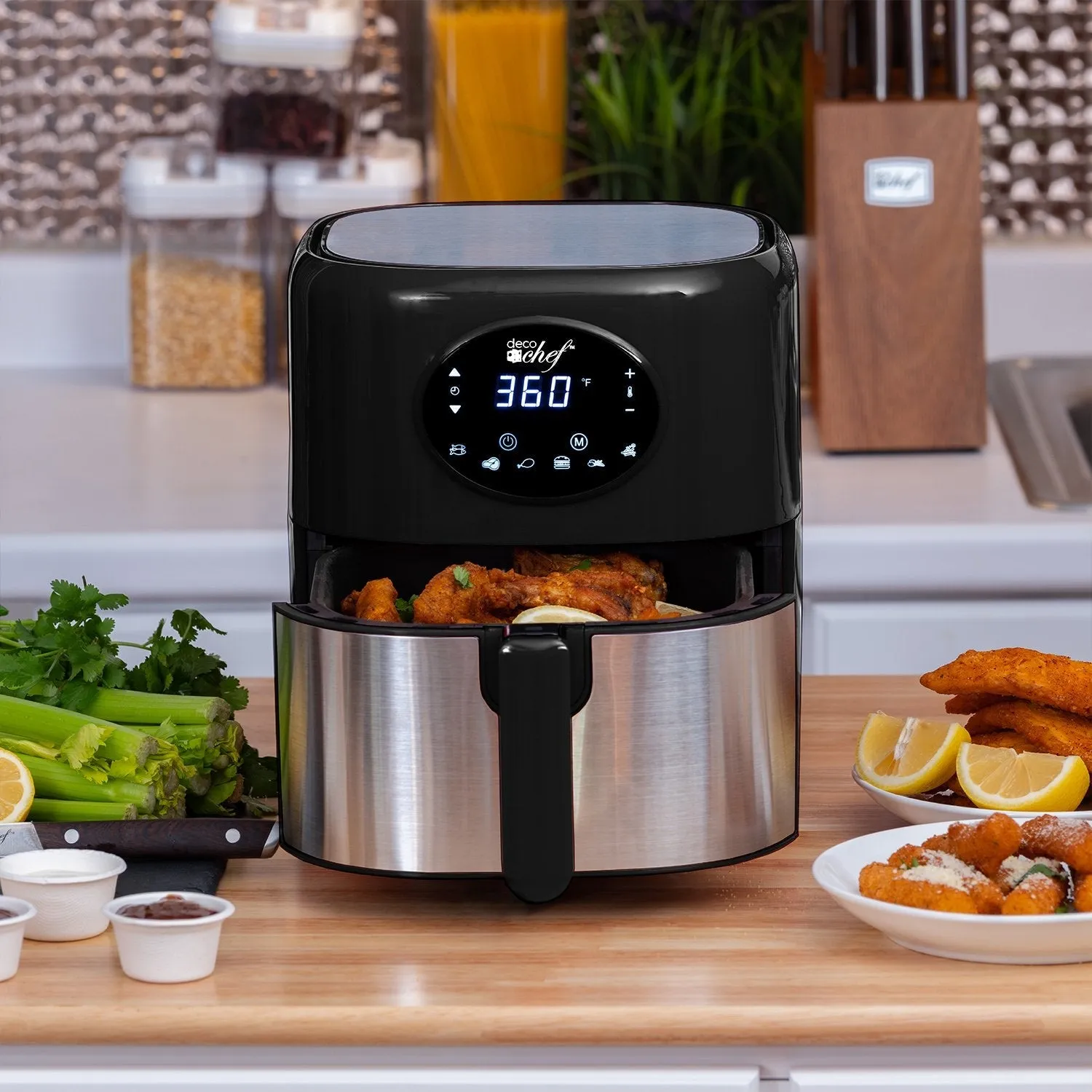 Deco Chef 3.7QT Digital Air Fryer with 6 Cooking Presets, Dishwasher Safe Basket, Black