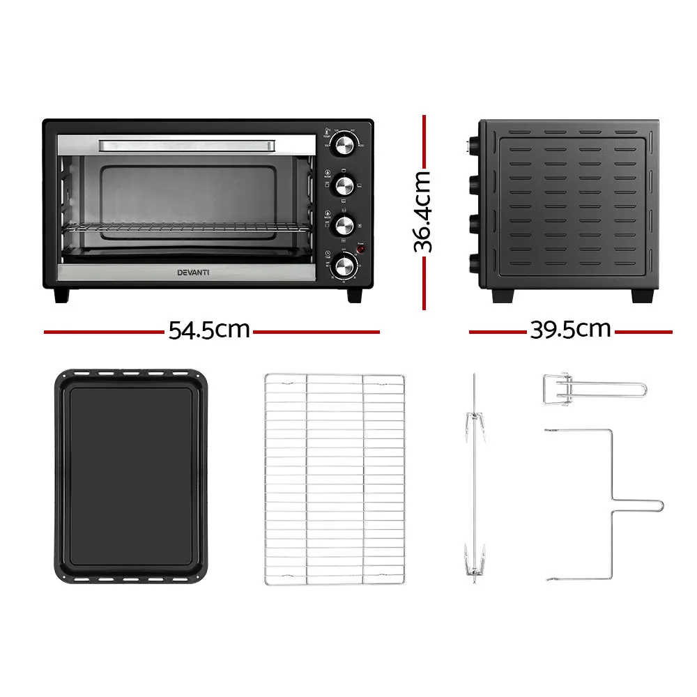 Devanti Electric Convection Oven Bake Benchtop Rotisserie Grill 45L