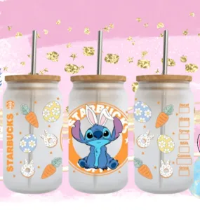 Easter -Stitch Bunny Starbucks - UV Dtf 16oz Cup Wrap