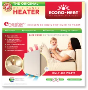 ECONO-HEAT® 400W Original Wall Panel Heaters – 1.8m cord length