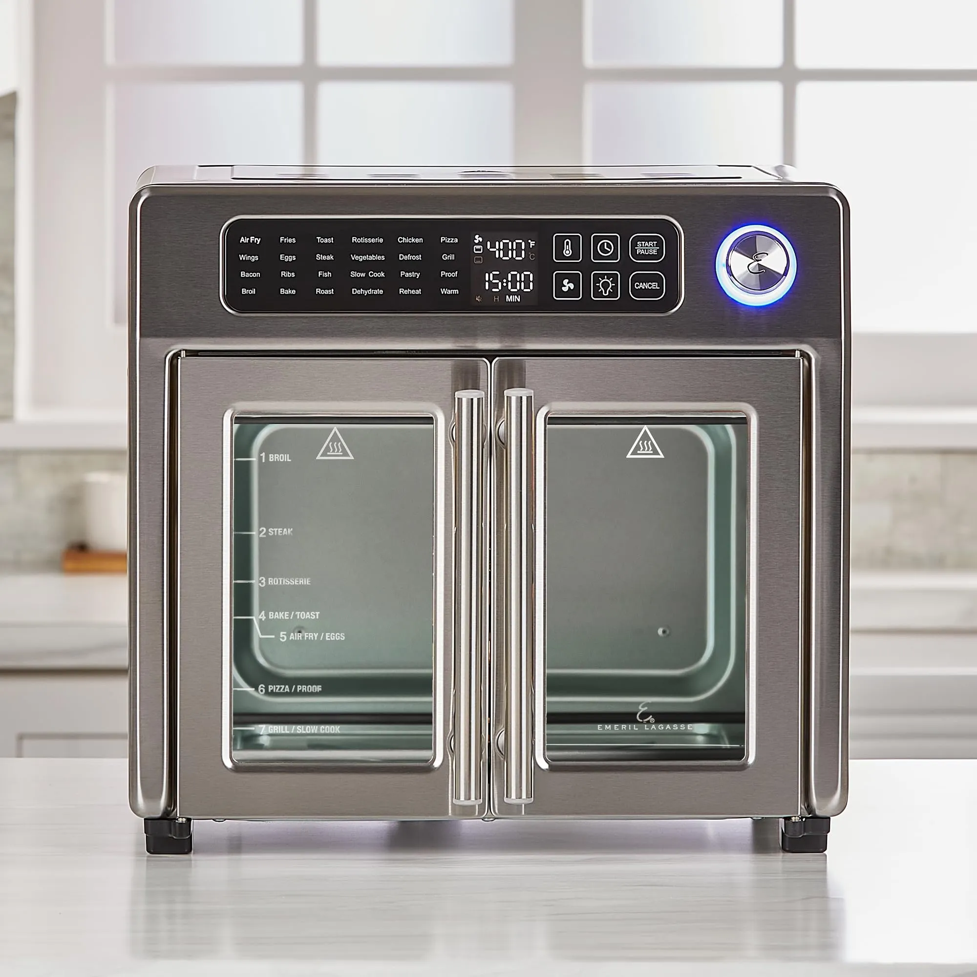 Emeril Lagasse 26 QT Extra Large Air Fryer, Convection Toaster Oven with French Doors, Stainless Steel