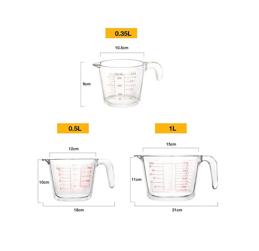 Fabufabu Glass Measuring Cups - Kitchen Mixing Bowl Liquid Measure Cup