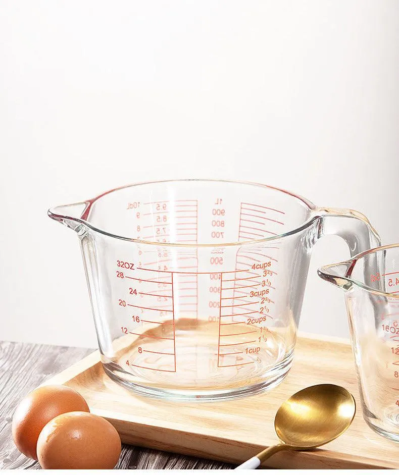 Fabufabu Glass Measuring Cups - Kitchen Mixing Bowl Liquid Measure Cup