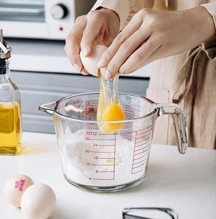 Fabufabu Glass Measuring Cups - Kitchen Mixing Bowl Liquid Measure Cup