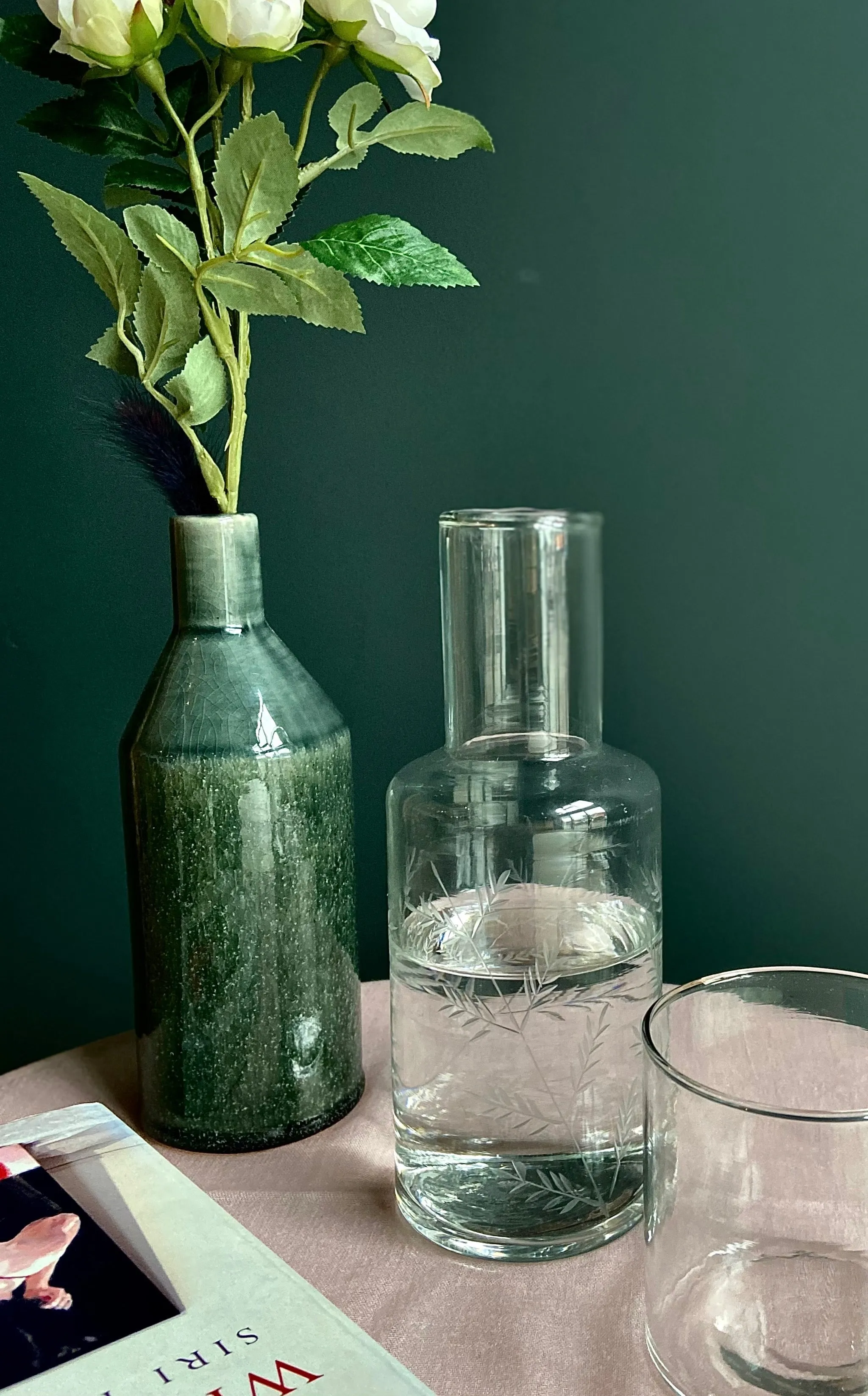 Fern Etched Glass Carafe