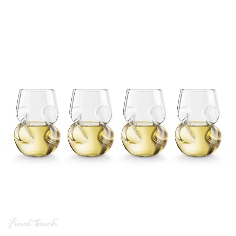 Final Touch 9 oz Clear Glass Conundrum White Wine Glass Set