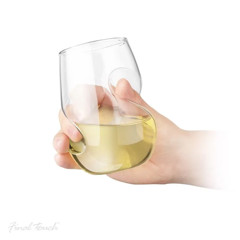 Final Touch 9 oz Clear Glass Conundrum White Wine Glass Set