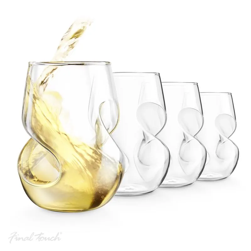 Final Touch 9 oz Clear Glass Conundrum White Wine Glass Set