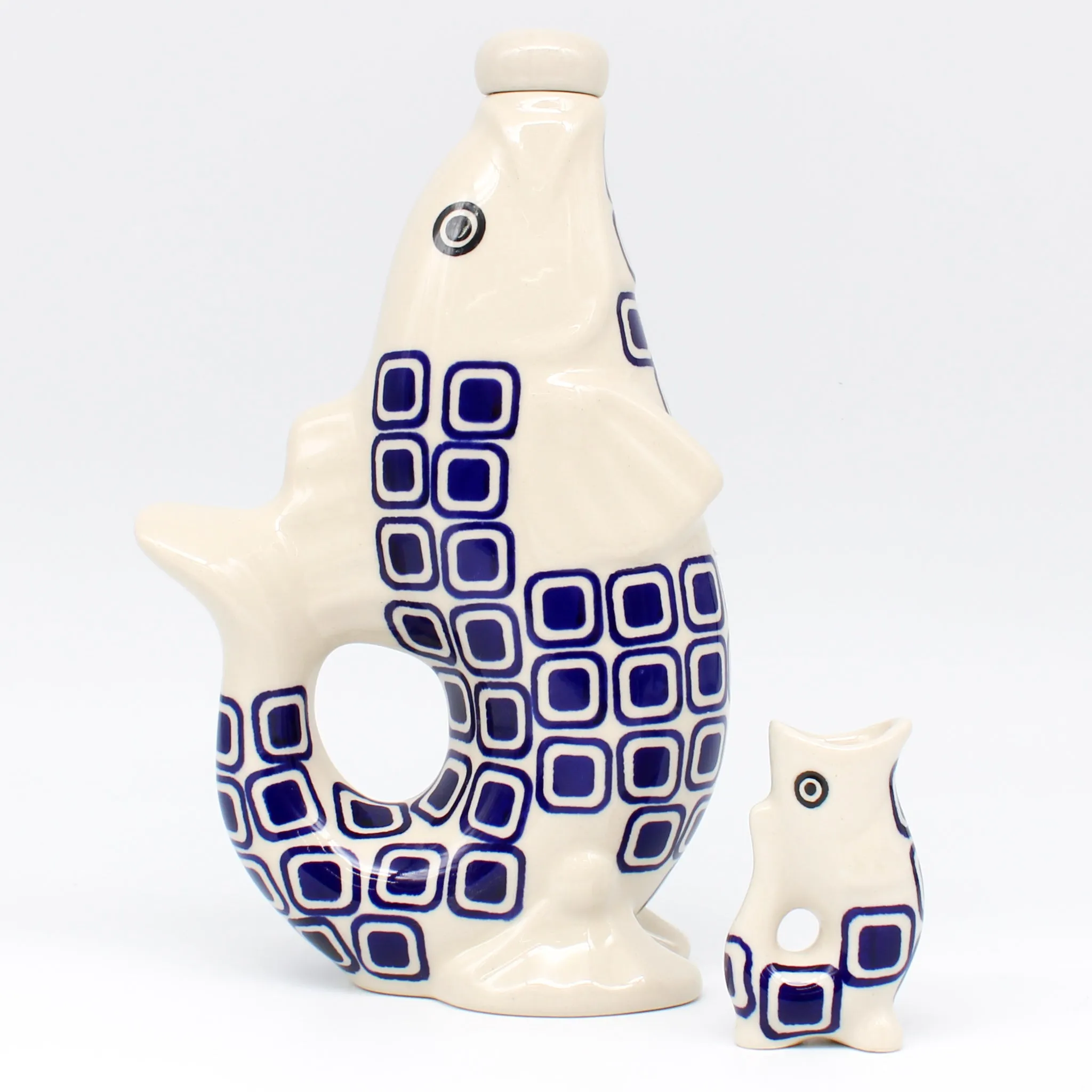 Fish Carafe in Blue Squares