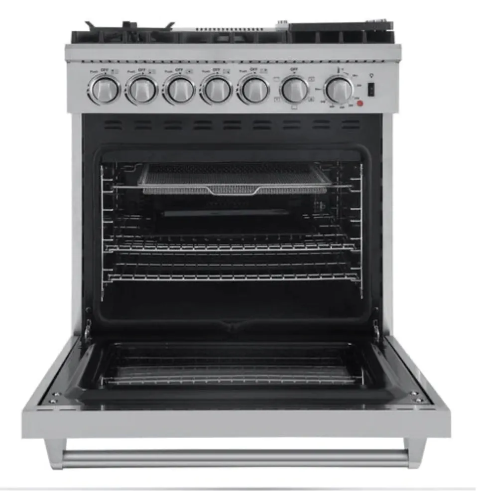 Forno 30 In. Breno Dual Fuel Range in Stainless Steel 5 Italian Burners, FFSGS6196-30