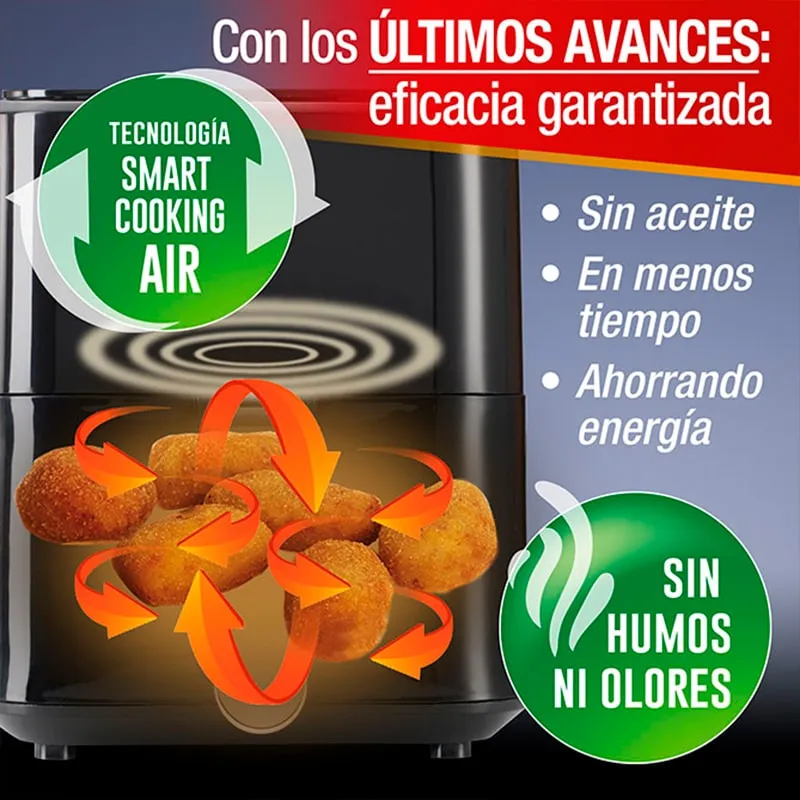 Freidora de aire sin aceite, AirFryer 5.5L de 1400 W con control manual | BronKitchen©