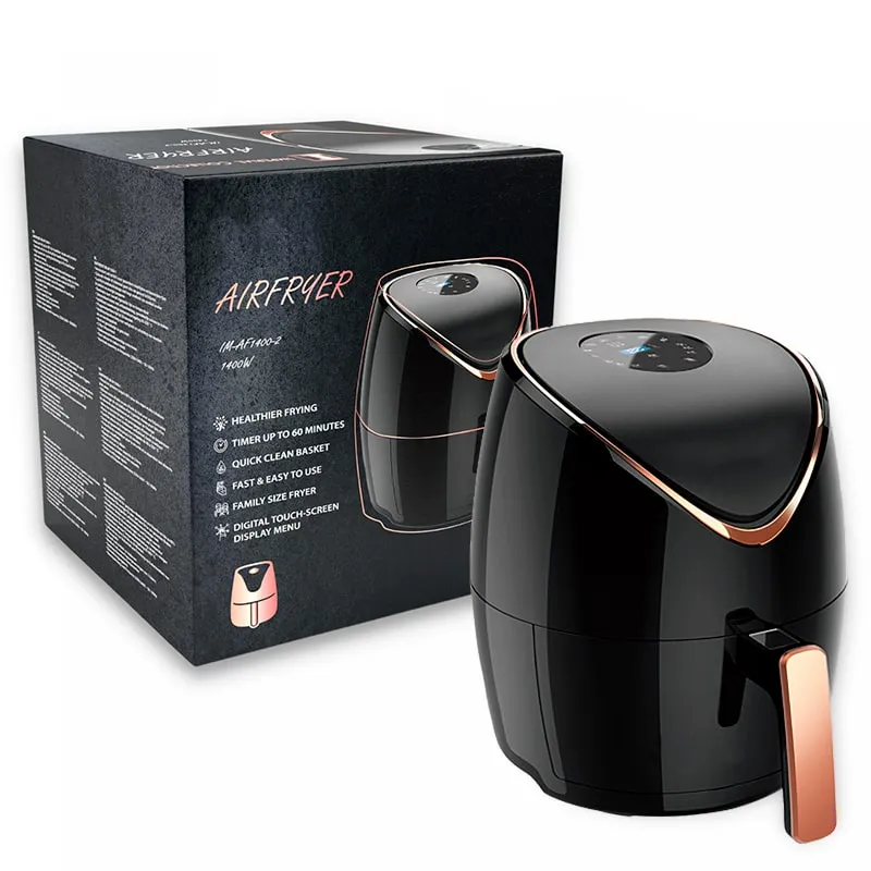 Freidora de aire sin aceite, AirFryer familiar  5.5L de 1400 W con pantalla táctil LED | BronKitchen©