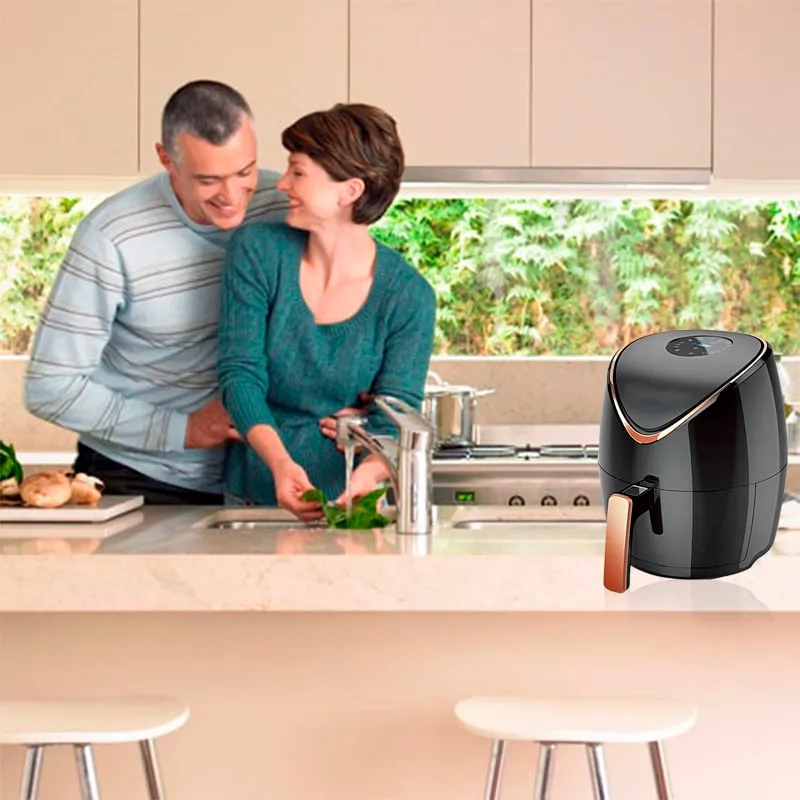 Freidora de aire sin aceite, AirFryer familiar  5.5L de 1400 W con pantalla táctil LED | BronKitchen©