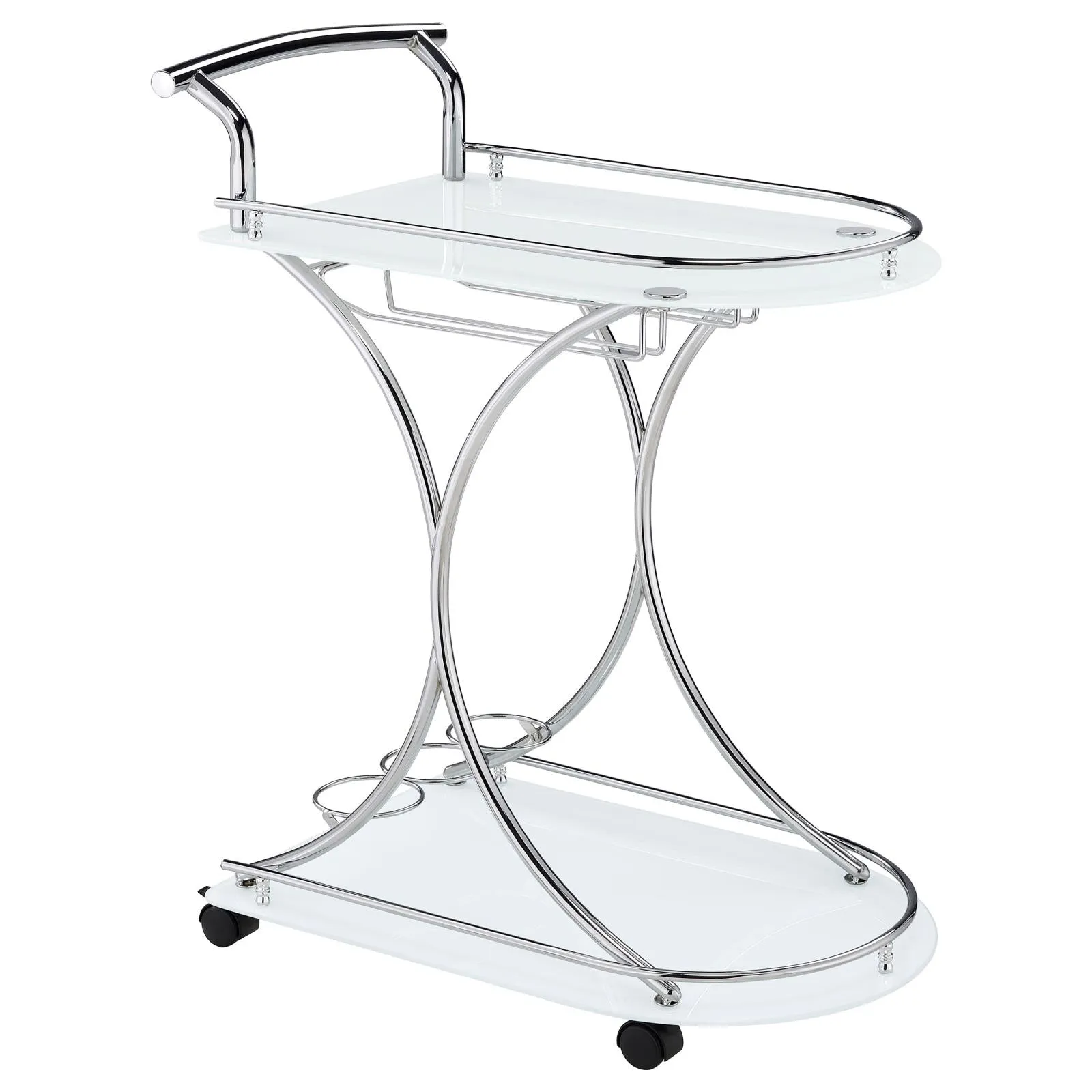 G910002 Contemporary Chrome Serving Cart